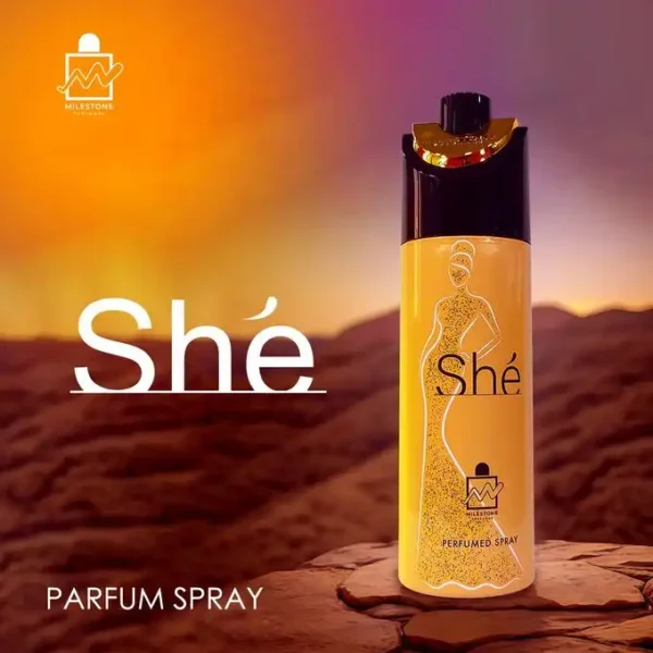 سبراى ميلستون شى وانغمس في الأناقة الخالدة لعطر She Pour Femme من Milestone. دع روائح كاسيس وماي روز تزين حواسك.ينكشف القلب بجوهر الفريزيا الرقيق، في حين أن المكونات الأساسية للفانيليا وفول التونكا والباتشولي والأخشاب تلقي بسحرها الطويل. احتضني جوهر الأنوثة مع كل رشة ساحرة.Milestone She - Pour Femme - Body Spray - 200ml