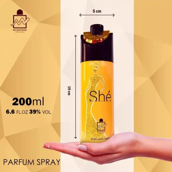 سبراى ميلستون شى وانغمس في الأناقة الخالدة لعطر She Pour Femme من Milestone. دع روائح كاسيس وماي روز تزين حواسك.ينكشف القلب بجوهر الفريزيا الرقيق، في حين أن المكونات الأساسية للفانيليا وفول التونكا والباتشولي والأخشاب تلقي بسحرها الطويل. احتضني جوهر الأنوثة مع كل رشة ساحرة.Milestone She - Pour Femme - Body Spray - 200ml