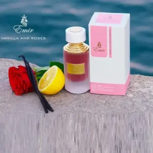 برفان الفانيليا والورد Emir Vanilla and Roses Paris Corner for women. برفان الفانيليا والورد مزيج متناغم من النضارة والحلاوة والأزهار. توفر المكونات العليا الحمضية والمائية افتتاحية حيوية، بينما تضيف المكونات الوسطى الزهرية والحلوة طابعًا رومانسيًا وجذابًا. تساهم المكونات الأساسية للفانيليا والسكر والمسك الأبيض والأرز في دفء وعمق التركيبة العامة. يبدو أن هذا العطر مناسب تمامًا للارتداء أثناء النهار، خاصة خلال فصلي الربيع والصيف، وقد يروق لأولئك الذين يستمتعون بالروائح الخفيفة والحلوة.