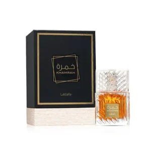 لطافة خمرة من لطافة للعطور هو عطر حار وعطري للنساء والرجال. تم إطلاقه في عام 2022. الروائح العليا تتضمن القرفة وجوزة الطيب والبرغموت، بينما الروائح الوسطى تشمل التمر والبرايلين وزهر التيوبيروز وماهونال وفي النهاية تأتي الروائح الأساسية من الفانيلا وحبة التونكا وخشب العنبر والمر والبنزويلين والأكجلاوود. Lattafa Khamra Perfume 100ml