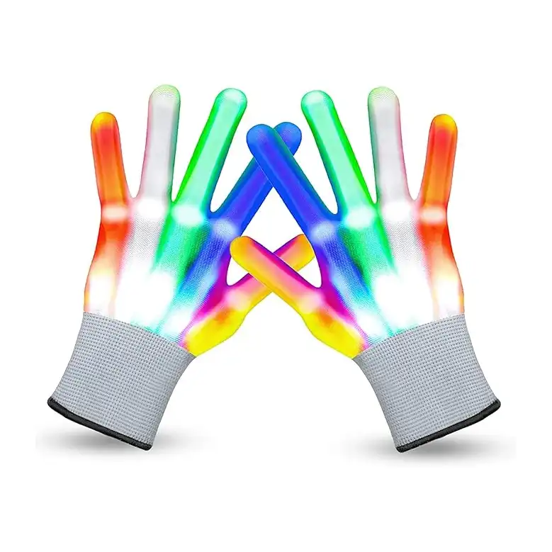 قفازات بإضاءة ليد مرحة رائعة من جريشيوس مارت بـ5 الوان و6 أوضاع إضاءة للأطفال والمراهقين والبالغين في الكريسماس والهالوين والكرنفالات والهدايا