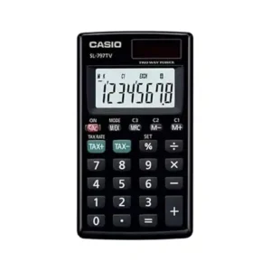 آلة حاسبة عملية، موديل SL-797TV-BK-W-DP من 8 أرقام، لون أسود
