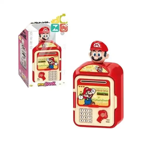 لعبة حصالة نقود إلكترونية من Next Store بصمة الإصبع وكلمة مرور – صندوق نقود كهربائي صوتي بصري – لعبة تعليمية للأطفال (احمر)