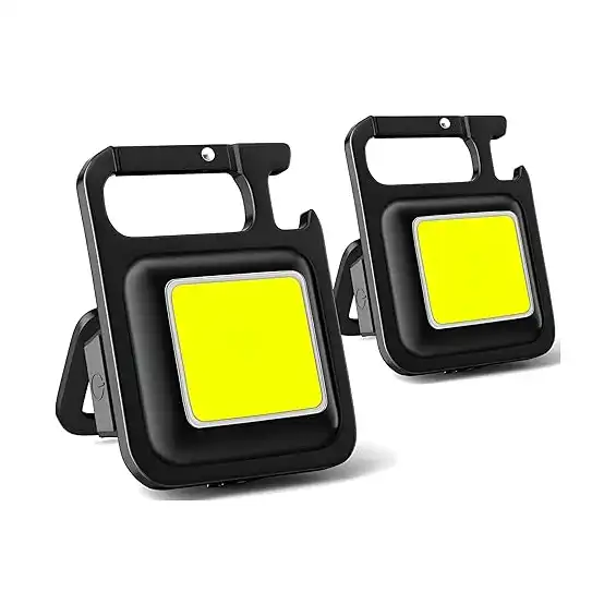 مصباح يدوي ليد - تصميم مغناطيسي صغير ومقاوم للماء، تقنية سي او بي 800 لومن، قابل لإعادة الشحن مع سلسلة مفاتيح للطوارئ وورش العمل وإصلاح السيارات وصيد الأسماك