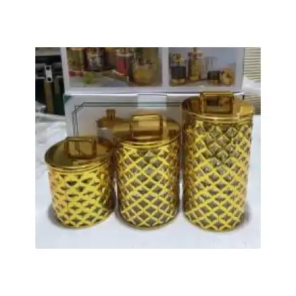 طقم تقديم 3 في 1 من Next Store – تصميم تريندي بلون ذهبي، خامة أكريليك فاخرة، جودة عالية لتقديم الحلويات والضيافة - الصورة 2