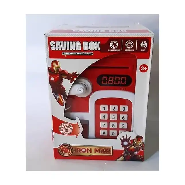 حصالة نقود إلكترونية للأطفال الأولاد والبنات من برو، مع قفل بكلمة مرور، صندوق حفظ النقود المعدنية بالتمرير التلقائي، حصالة عملات معدنية صغيرة للصراف الآلي للأطفال، أفضل هدايا عيد الميلاد، نمط حديدي - الصورة 2