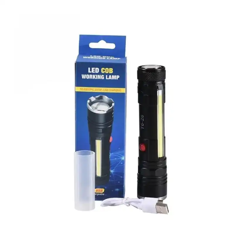 مصباح يدوي LED عالي السطوع ومصباح عمل، مصباح قابل للتكبير مع ضوء جانبي سي او بي، مقاوم للماء، مصباح طوارئ موفر للطاقة، مصباح LED فائق الطاقة للاستخدام في الهواء الطلق والطوارئ - الصورة 2