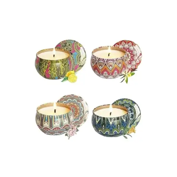 مجموعة من 4 شموع مغربية متعددة الالوان - الصورة 2