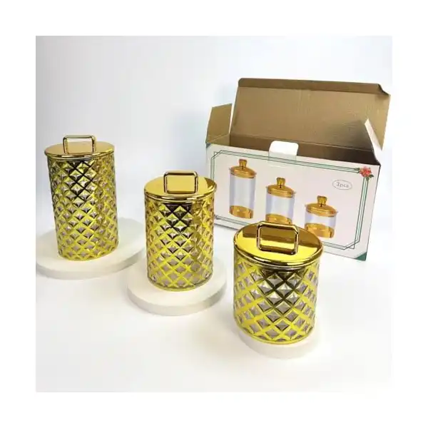 طقم تقديم 3 في 1 من Next Store – تصميم تريندي بلون ذهبي، خامة أكريليك فاخرة، جودة عالية لتقديم الحلويات والضيافة - الصورة 4