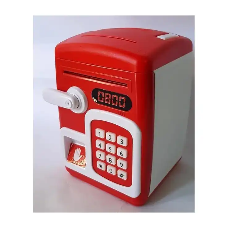 حصالة نقود إلكترونية للأطفال الأولاد والبنات من برو، مع قفل بكلمة مرور، صندوق حفظ النقود المعدنية بالتمرير التلقائي، حصالة عملات معدنية صغيرة للصراف الآلي للأطفال، أفضل هدايا عيد الميلاد، نمط حديدي - الصورة 4