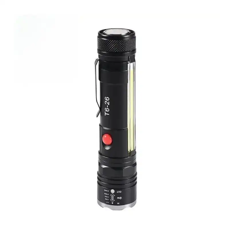 مصباح يدوي LED عالي السطوع ومصباح عمل، مصباح قابل للتكبير مع ضوء جانبي سي او بي، مقاوم للماء، مصباح طوارئ موفر للطاقة، مصباح LED فائق الطاقة للاستخدام في الهواء الطلق والطوارئ - الصورة 4