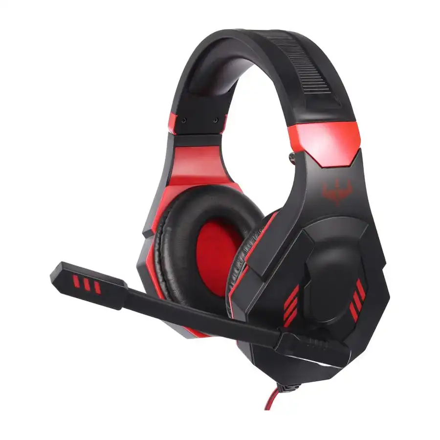 سماعات للرأس بسلك لألعاب الرياضات الالكترونية مع ميكروفون دوار وإلغاء الضوضاء وصوت محيطي 3D ستيريو وتحكم بمستوى الصوت للكمبيوتر والماك ووحدات تشغيل ألعاب الفيديو من اوفلينج، أسود وأحمر، موديل: OV-P30 - الصورة 4