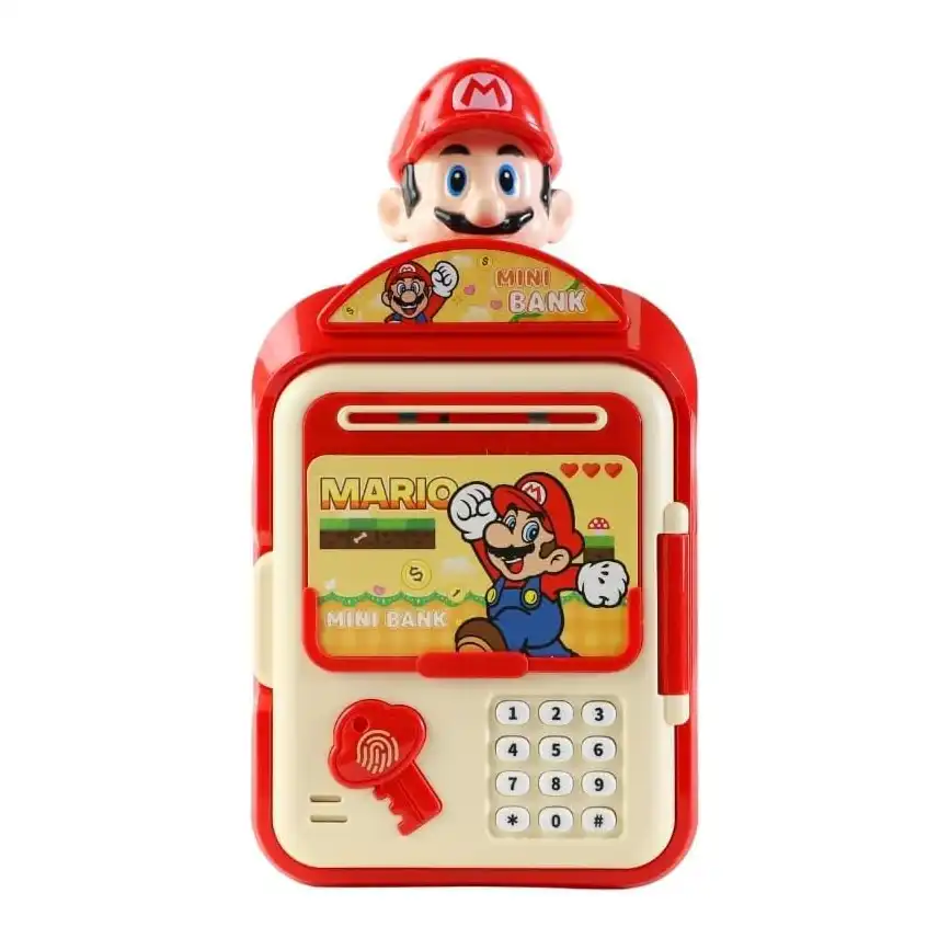 لعبة حصالة نقود إلكترونية من Next Store بصمة الإصبع وكلمة مرور – صندوق نقود كهربائي صوتي بصري – لعبة تعليمية للأطفال (احمر) - الصورة 4