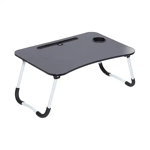 طاولة لاب توب قابلة للطي للسرير بأرجل مقاومة للانزلاق وقابلة للتعديل وفتحة للكوب مع حامل للاي باد للاستخدام داخل المنزل وخارجه والتخييم والدراسة والأكل والقراءة ومشاهدة الأفلام على الكنبة وعلى الأرض