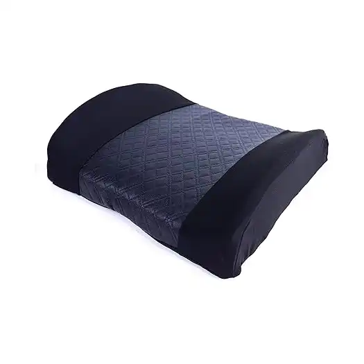 مخدة مريحة مطرزة لدعم الظهر مصنوعة من الميموري فوم من بوم، حزام قابل للتعديل، لمقعد السيارة، قطيفة وجلد، أسود