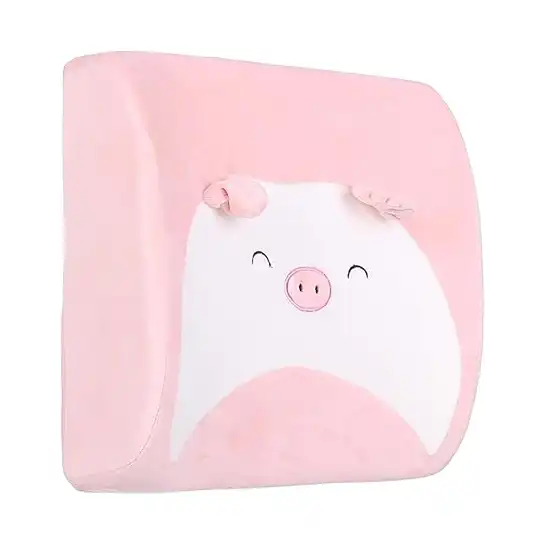 وسادة دعم الظهر بوم فريش من اسفنج ميموري فوم لمقعد السيارة جينيريك - بينك وابيض زهري