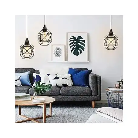 وحدة إضاءة متدلية معدنية سوداء للسقف (ذهبي)