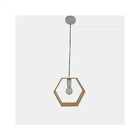 معلقة اضاءة مودرن خشب علي شكل سداسي - 1 لمبة