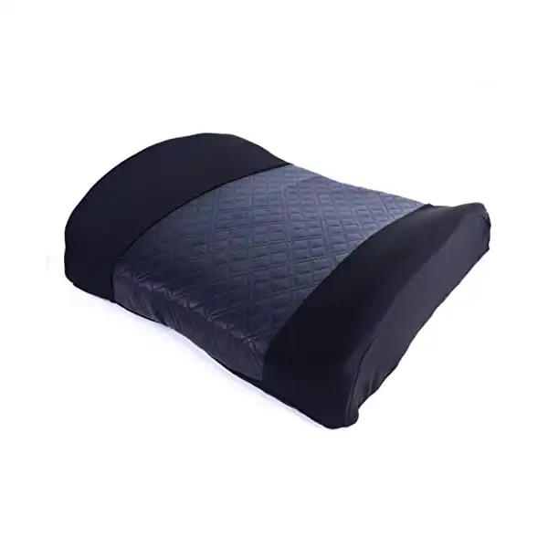 مخدة مريحة مطرزة لدعم الظهر مصنوعة من الميموري فوم من بوم، حزام قابل للتعديل، لمقعد السيارة، قطيفة وجلد، أسود - الصورة 2