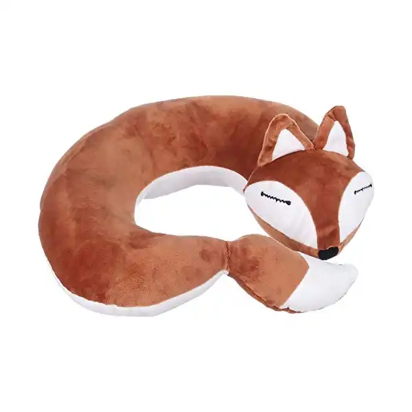 وسادة ميموري فوم للرقبة على شكل ثعلب - بني وابيض - الصورة 2