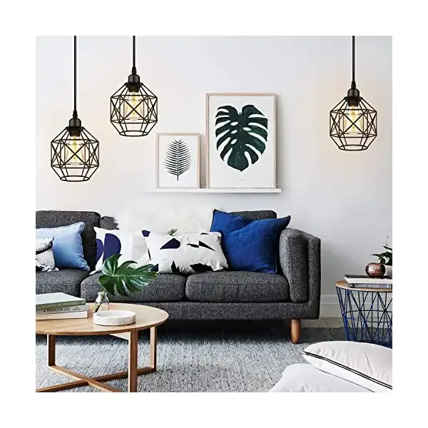 وحدة إضاءة متدلية معدنية سوداء للسقف (ذهبي) - الصورة 2