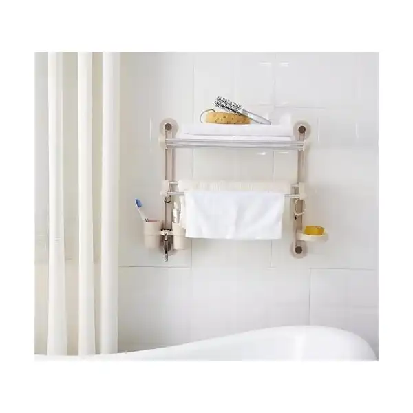 منظم حمام حائطي متعدد الاستخدامات بثلاث رفوف بتشطيب أبيض – حل تخزين قوي للمنازل العصرية - الصورة 2