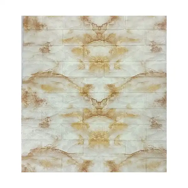 ملصق حائط ثلاثي الابعاد بنمط طوب مناسب لغرفة المعيشة وغرفة النوم وجدار التلفزيون مقاس 77 × 70 سم، ملصق حائط ذاتي اللصق مقاوم للماء (5، بيج)، من فريش - الصورة 2