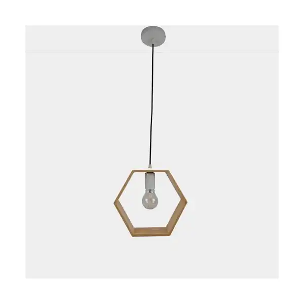 معلقة اضاءة مودرن خشب علي شكل سداسي - 1 لمبة - الصورة 2