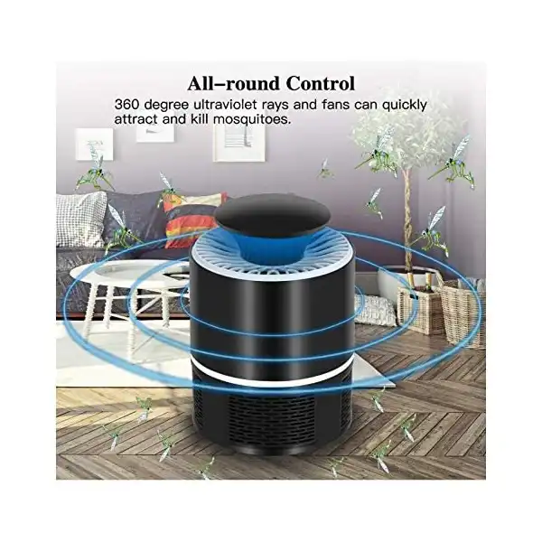 صاعق الناموس الكهربائي، لا يحتوي على مواد كيميائية، مزود بمصباح ال اي دي بالأشعة فوق البنفسجية، يعمل بواسطة يو اس بي ومزود بمروحة شفط، مناسب للاستخدام المنزلي (لون اسود) - الصورة 3