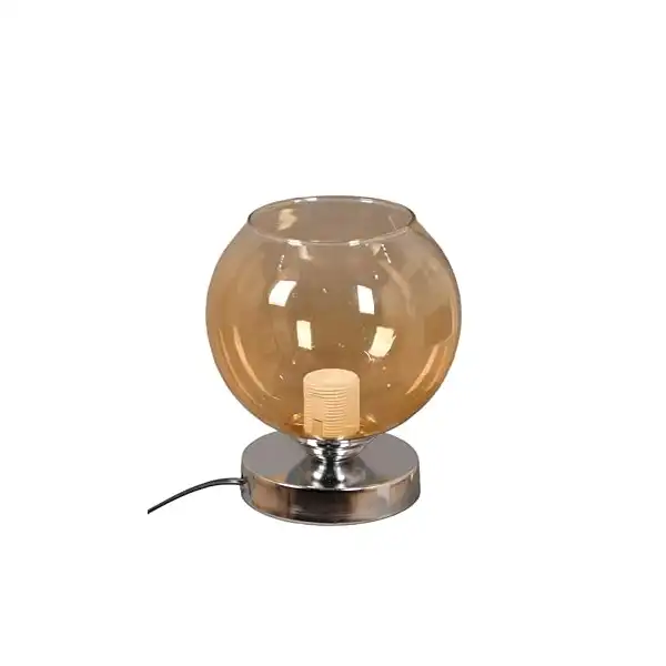 مصباح مكتب عصري بقاعدة معدنية بلون فضي و وزجاج شفاف بني - الصورة 3
