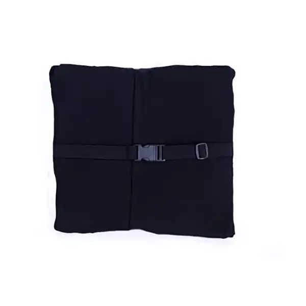 مخدة مريحة مطرزة لدعم الظهر مصنوعة من الميموري فوم من بوم، حزام قابل للتعديل، لمقعد السيارة، قطيفة وجلد، أسود - الصورة 4