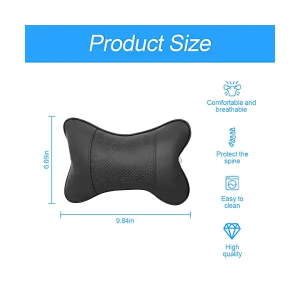 مخدات رقبة للسيارة من قطعتين مخدة مسند الرقبة البولي يوريثين رأس لدعم تلقائيا مريحة إسفنج الذاكرة لتخفيف الألم أسود مولي ماجنوليا - الصورة 4