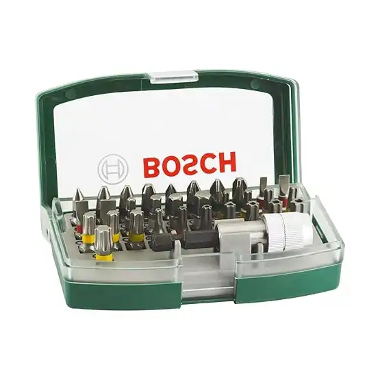 طقم لقم للأدوات الكهربائية والمفكات اليدوية من بوش هوم اند جاردن، 32 قطعة، لون أخضر، 2607017063