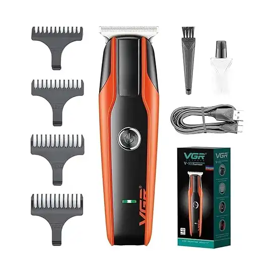 ماكينة احترافية لاسلكية لحلاقة اللحية V-999 موتور ثنائي مع أمشاط توجيه وفرشاة وسلك USB للرجال والعائلة والحيوانات الأليفة ببطارية ليثيوم أيون قابلة لإعادة الشحن ومدة تشغيل 120 دقيقة من في جي ار