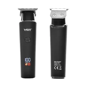 ماكينة حلاقة دقيقة للرجال من في جي ار ، V - 937 مع شاشة ال اي دي شفرة مقطوعة بشكل قريب شحن USB تشغيل سلكي ولاسلكي | 3 اكسسوارات امشاط توجيه للراحة واختيار التصفيف (اسود)، في-937