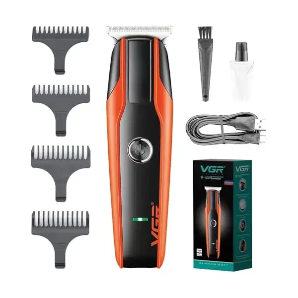 ماكينة احترافية لاسلكية لحلاقة اللحية V-999 موتور ثنائي مع أمشاط توجيه وفرشاة وسلك USB للرجال والعائلة والحيوانات الأليفة ببطارية ليثيوم أيون قابلة لإعادة الشحن ومدة تشغيل 120 دقيقة من في جي ار - الصورة 2