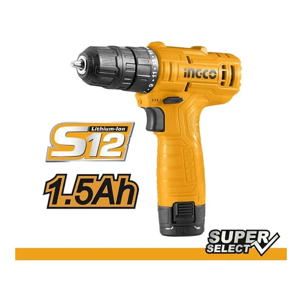 شنيور يعمل ببطارية 12 فولت موديل CDLI12415 (+ بطارية واحدة) من انجكو، أصفر، 0.5 مليميتر - الصورة 3