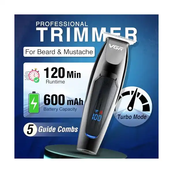 ماكينة حلاقة الشعر الاحترافية في جي ار موديل V 070 وقت التشغيل: 120 دقيقة للرجال اسود - الصورة 3