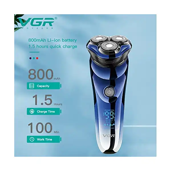 ماكينة حلاقة احترافية كهربائية لاسلكية بريميوم قابلة لاعادة الشحن بمنفذ USB ورفيعة للغاية للحلاقة الرطبة والجافة والعناية بالوجه وتشذيب اللحية والسفر V-305 من في جي ار - الصورة 3