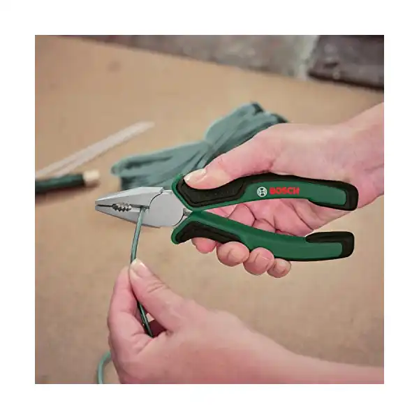 بوش طقم زرادية للمنزل والحديقة من 3 قطع بجودة ممتازة ومتينة ودقيقة، مع قطع جانبي وكماشة طويلة الانف، سطح غير لامع من النيكل والكروم - الصورة 4