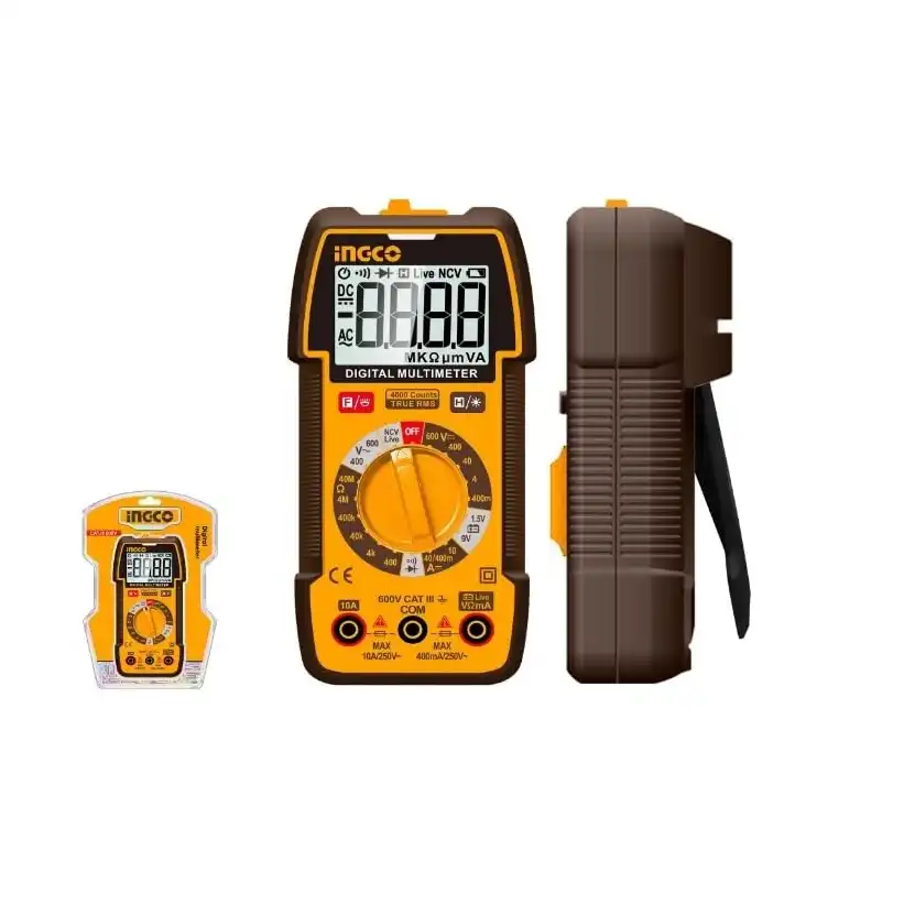 جهاز قياس رقمي متعدد بشاشة عرض من انجكو، DM36002: دقة قياس 4000 ترور، اختبار دايود وجهد كهربائي بدون تلامس، تسجيل بيانات، اختبار بطارية، كشاف يدوي، مؤشر انخفاض بطارية، إضاءة خلفية، بطاريتين LR03 AAA - الصورة 4