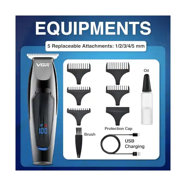 ماكينة حلاقة الشعر الاحترافية في جي ار موديل V 070 وقت التشغيل: 120 دقيقة للرجال اسود - الصورة 4