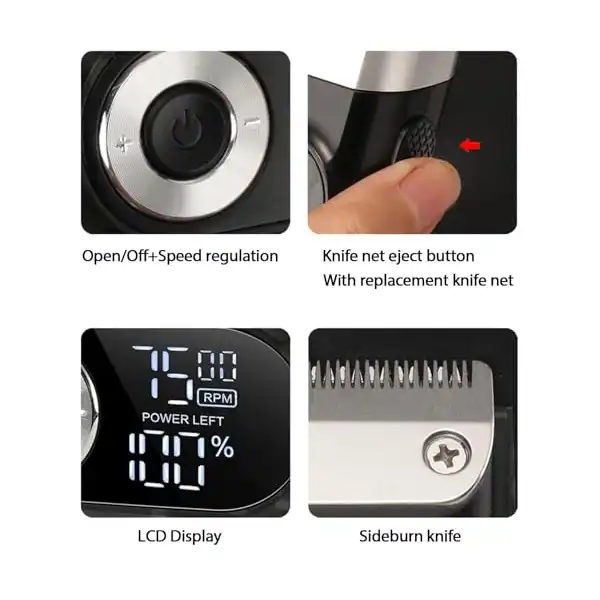 ماكينة حلاقة للرجال من كيمي، ماكينة حلاقة كهربائية قابلة لاعادة الشحن مع ماكينة تشذيب اللحية، شفرات حلاقة لاسلكية من رقائق التيتانيوم والليثيوم مع شنطة سفر - الصورة 4