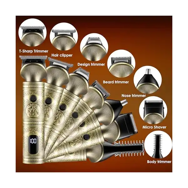 مجموعة تشذيب اللحية للرجال قابلة لاعادة الشحن من في جي ار، ماكينة حلاقة شعر لاسلكية 6 في 1، 21 قطعة مع ماكينة حلاقة من الرقائق المعدنية للوجه والجسم والانف والشارب - الصورة 4