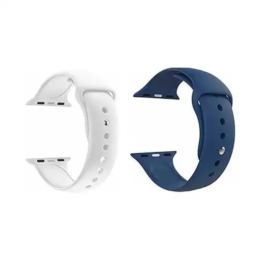سوار ساعة سيليكون من قطعتين لساعة ابل مقاس 38/40 ابيض/ازرق داكن