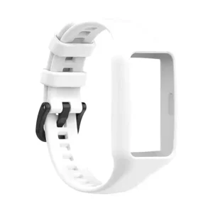 Compatible with Huawei Band 7, Soft Silicone Durable Waterproof Replacement Watch Band (White)