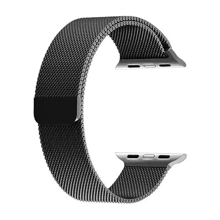 سوار ميفان بحلقة ميلانو لساعة ابل مقاس 44 ملم - 42 اصدارات 1 - 2 - 3 - 4 تبديل باللون الاحمر تصميم شبكي من مادة ستانلس ستيل لتبريد المعصم مقاوم للتعرق مع مشبك مغناطيسي للجنسين