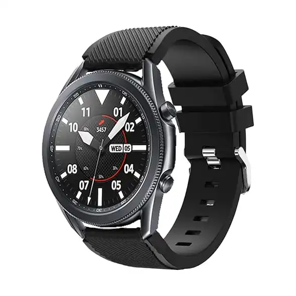 سوار بديل من اكسسوري مي متوافق مع ساعة سامسونج جالاكسي 3 45 ملم، 22 رياضي سريع الفك اسود، للكبار الجنسين