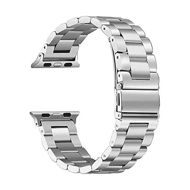 سوار معصم من الفولاذ المقاوم للصدأ 42/44 ملم لساعة ابل سلسلة 4/ 3/ 2/ 1، لون فضي