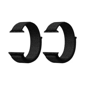 سوار ساعة نايلون لساعة آبل، قطعتين، لون أسود، مقاس 42/44